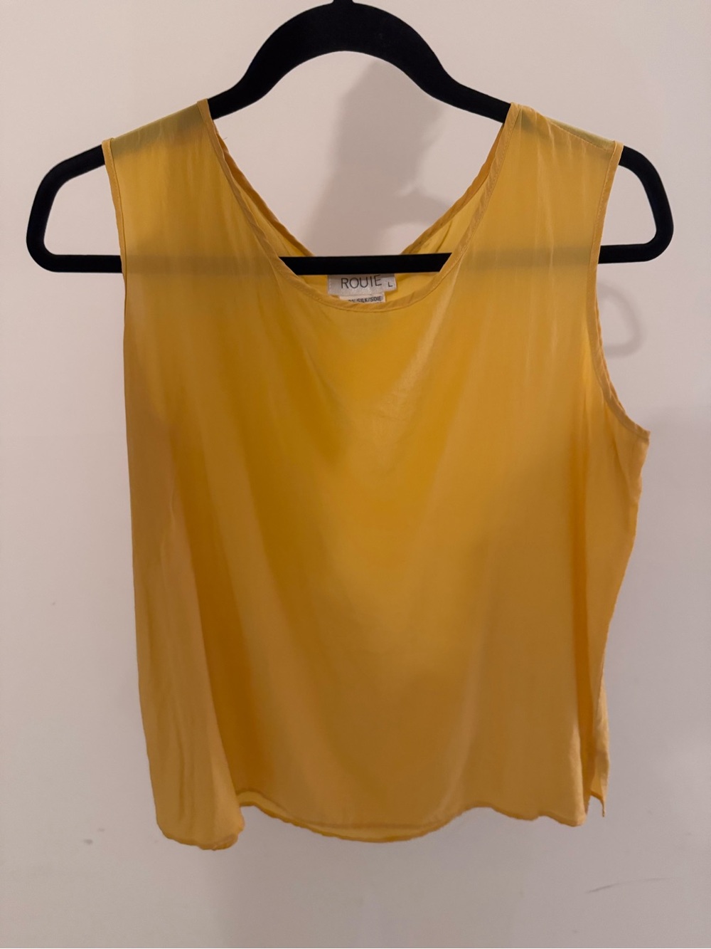 Sleeveless Yellow Silk Tank Top
